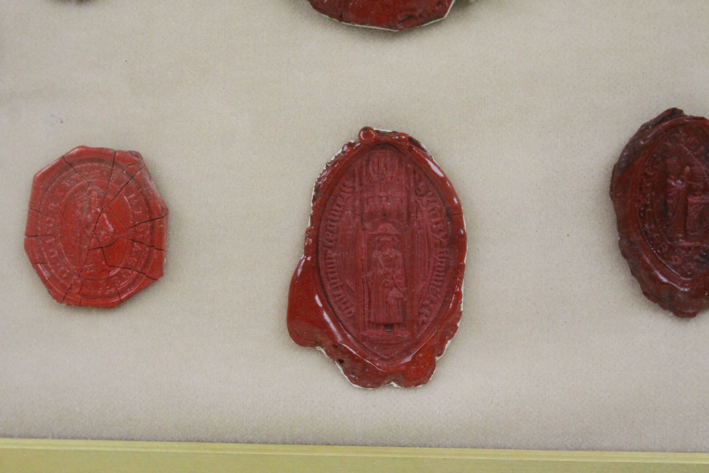 Framed and glazed set of 19th century wax seals - Image 5 of 6