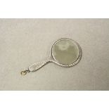 Victorian Silver Hallmarked Miniature Hand Mirror / Pendant, Birmingham 1890