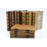 Collection of antique books, to include set of 5 volumes Sir Walter Scott published 1827 prose Works