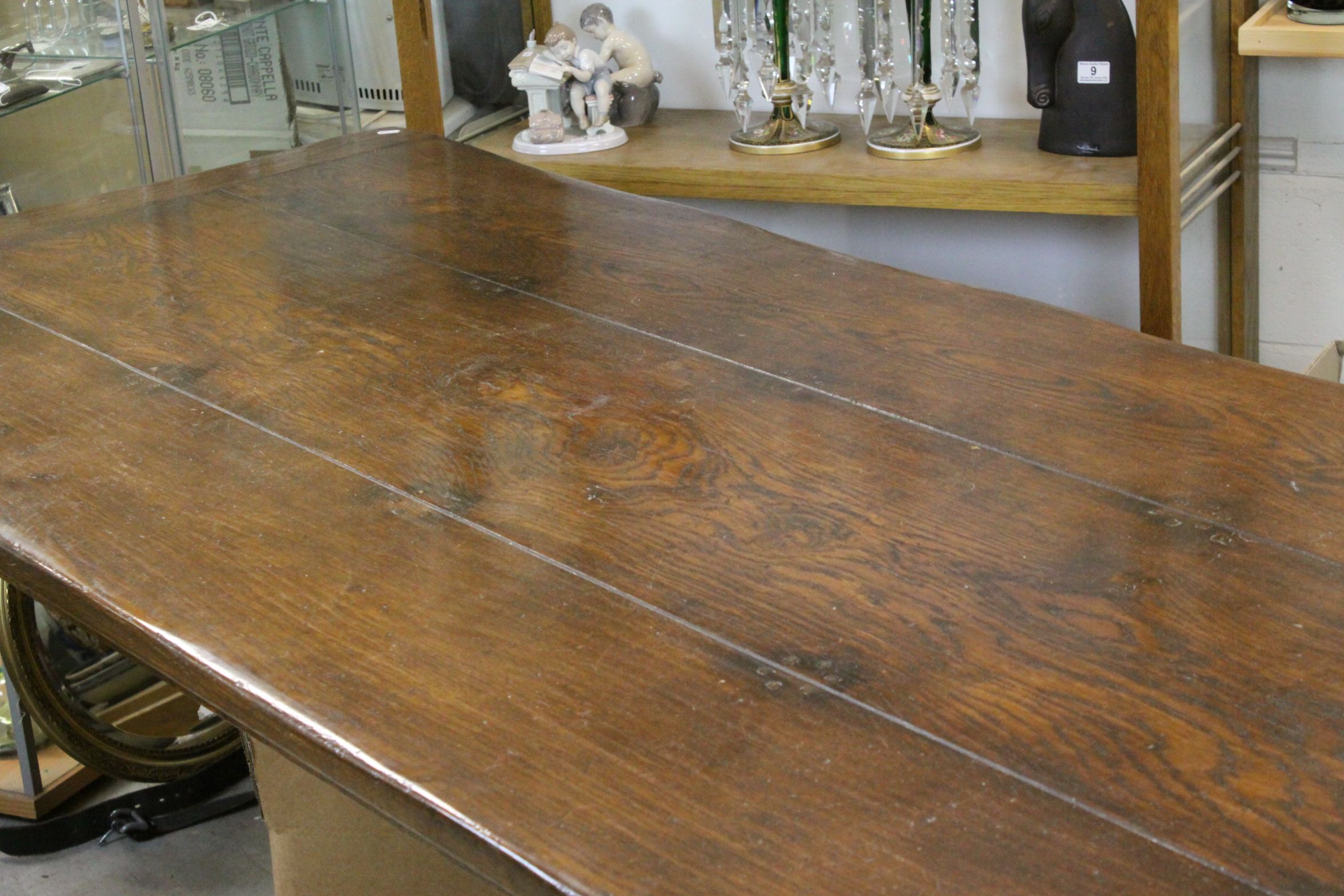 Oak Plank Top Dining Table raised on Square Legs, 213cms x 91cms x 77cms high - Image 3 of 5
