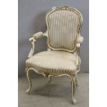 French Style Elbow Chair with Upholstered Back, Arms and Seat