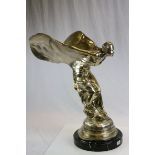 Large Rolls Royce nickel plated "Spirit of Ecstasy" figure on Marble base, stands approx 76cm