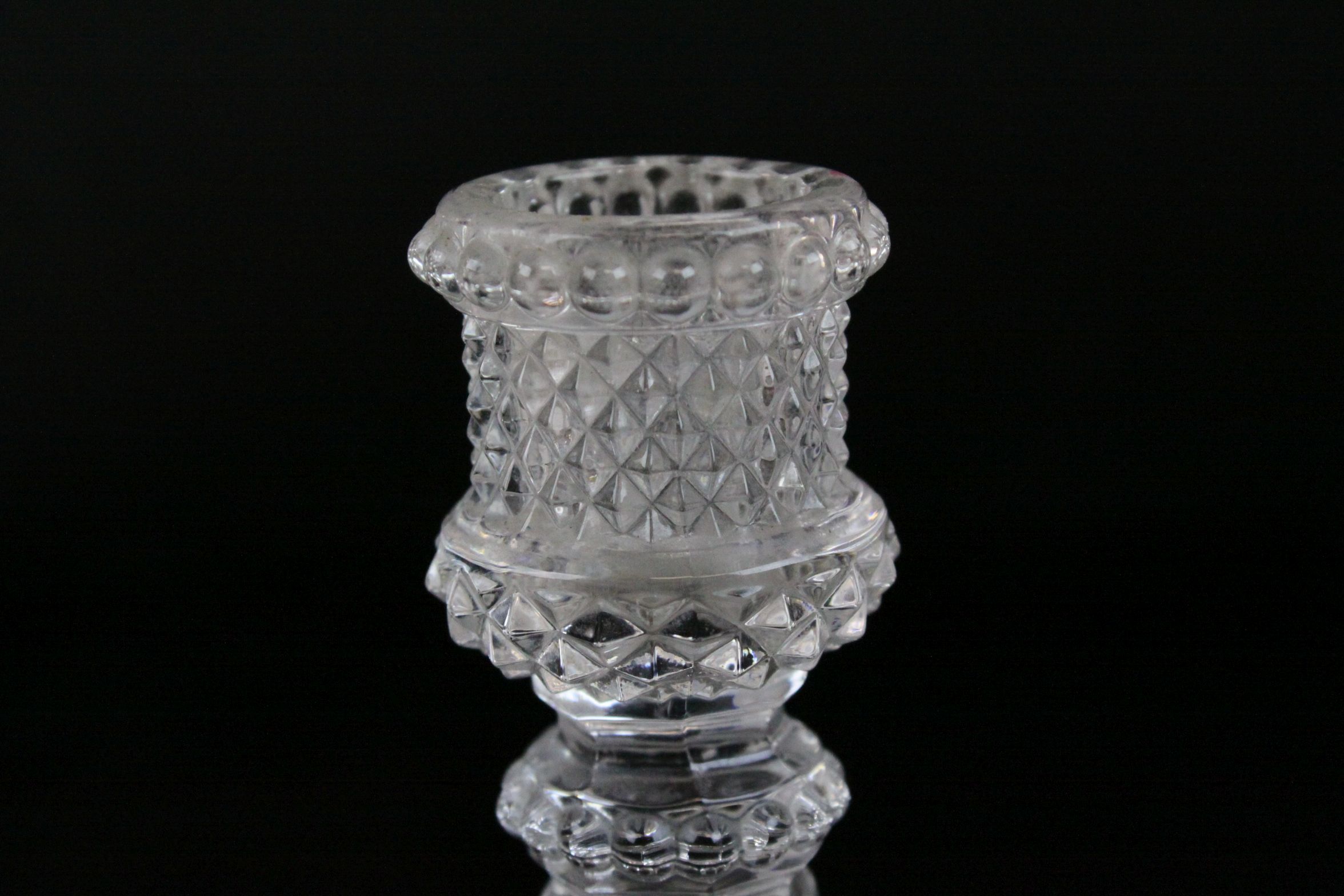 Pair of Baccarat Hobnail Glass Candlesticks, 18cms high - Image 4 of 6