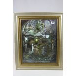 Framed foil cartoon fantasy picture with mouse and mole