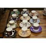 11 Coalport Coffee cups & saucers, all different from the "Historic Coffee Cup Collection"
