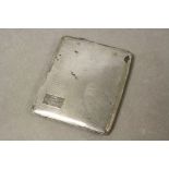 Silver Cigarette Case, Engine Turned, Birmingham 1938