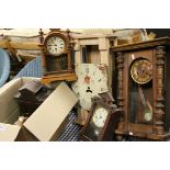 Large quantity of bracket and wall clocks, mostly for repair