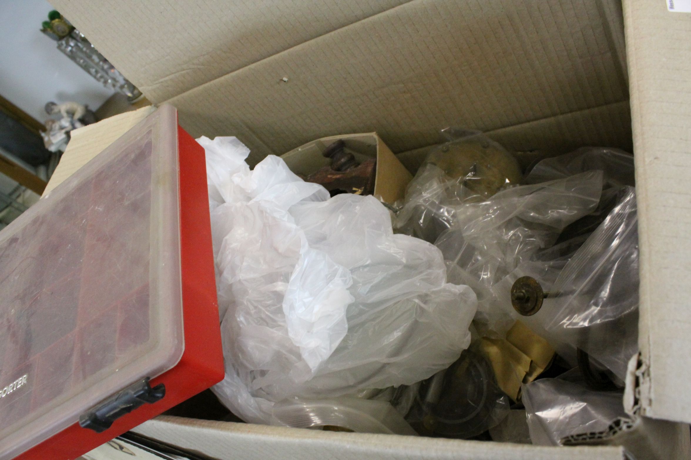 Large box of mixed vintage Clock parts to include Dials, Pendulums, Glasses & Hands etc - Image 5 of 5