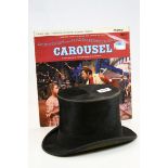 Dunn & Co Top Hat with Moleskin finish together with ' Carousel ' Vinyl LP Cover signed by some of