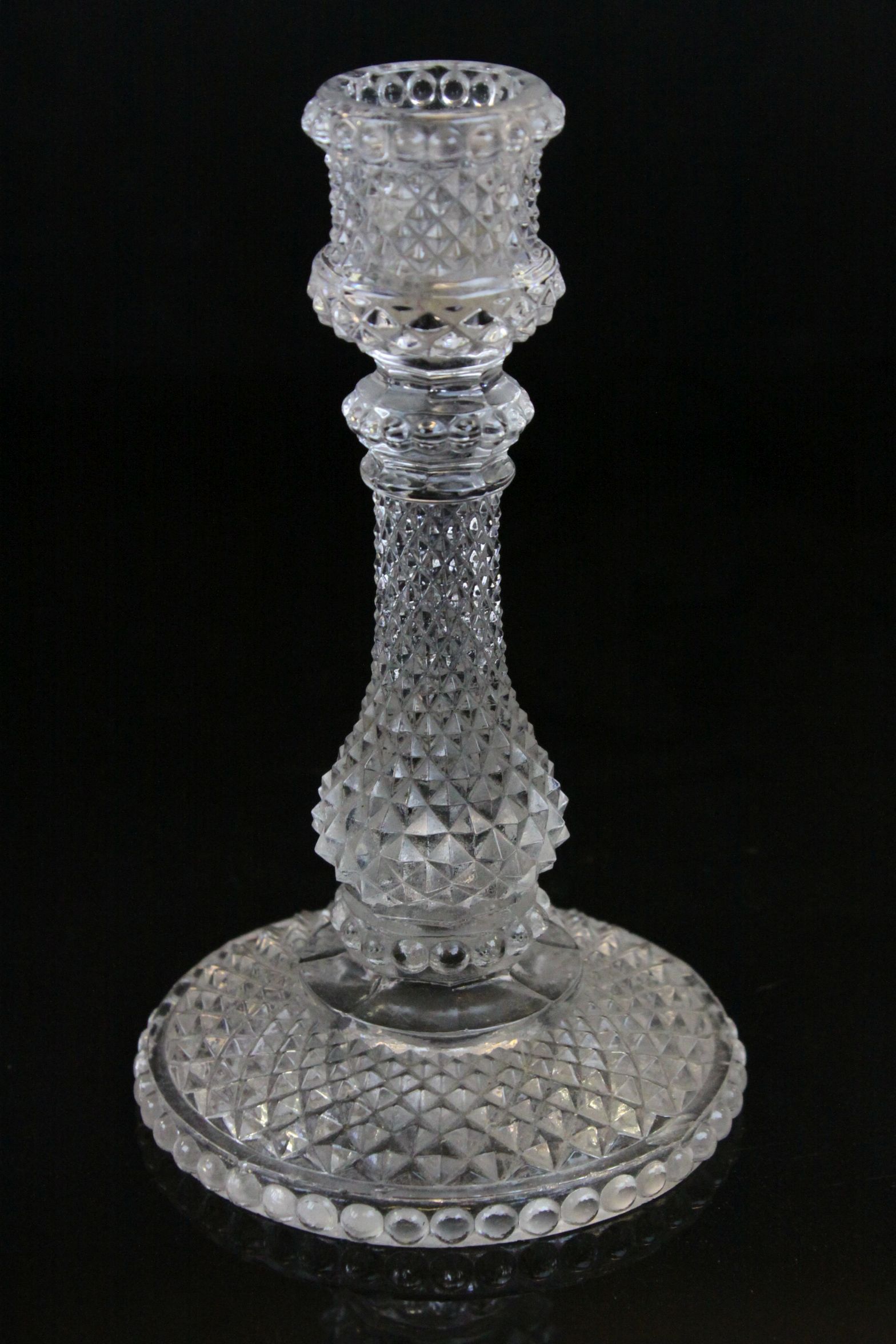 Pair of Baccarat Hobnail Glass Candlesticks, 18cms high - Image 3 of 6