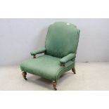 Victorian Green Upholstered Low Armchair