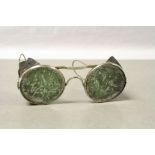 Pair of Early 20th century Wire Framed Aviation Pilots Glare Glasses, possibly Military