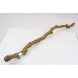 Early 20th century Hard Carved Walking Stick, the handle in the form of a Man's Head wearing a