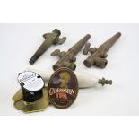 Small collection of vintage Brewerania to include Brass Beer keg nozzles, Ceramic pump handle etc