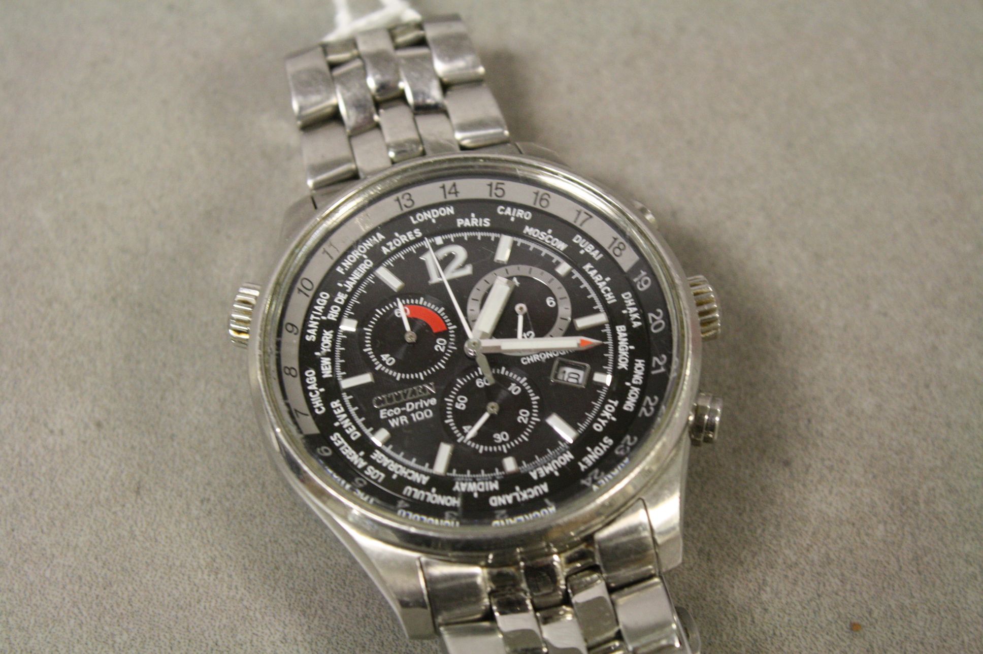Citizen Eco Drive WR100 world time chronograph watch - Image 2 of 2