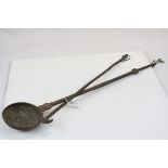 Hand made Wrought Iron Blacksmith's tools to include a Poker & a Crucible/Ladle which is approx 68.