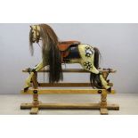 Lines Brothers Ltd Dapple Grey Rocking Horse on Trestle Base with Leather Bridle and Saddle, stamped