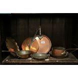 Collection of Antique and Vintage Copper including Two Saucepan Lids, Two Frying Pans, Saucepan,