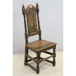 Early 18th century oak joint high backed side chair