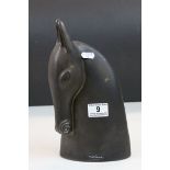 Anette Edmark horse head terracotta mid 20th century sculpture in black with designer's label