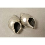Pair of Silver Plated Salts in the form of Conch Seashells