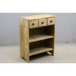 Victorian Pine Cabinet comprising Three Small Drawers over Two Shelves, 59cms wide x 79cms high