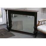 Victorian Mahogany Bevelled Edge Overmantle Mirror with Turned Pillars, 130cms long x 92cms high