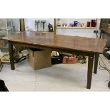 Oak Plank Top Dining Table raised on Square Legs, 213cms x 91cms x 77cms high