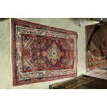 Small Red and Blue Ground Wool Rug, 133cms x 78cms