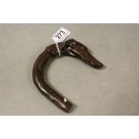 Bronzed resin walking stick handle in the form of a greyhound