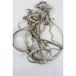 Small collection of Silver & white metal jewellery items, mainly necklaces & Bangles