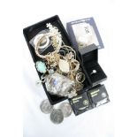 Collection of mixed Costume jewellery & coins to include Crowns & Swarovski crystal set