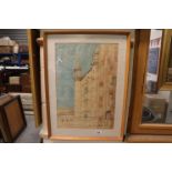 Framed & glazed pastel of Urbino in Italy by B.Holden