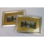 F Lynne, pair of early 20th century watercolours, boats on a river in a rural setting, signed,