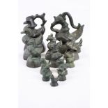 13 Asian Bronze Opium Weights, various sizes, the largest approx 9cm tall and all modelled as Birds