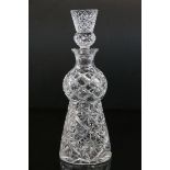 Thistle shaped cut glass decanter with stopper