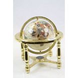 Gemstone Globe on Brass Base