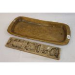 Vintage Sycamore wood dairy bowl and wooden biscuit mould