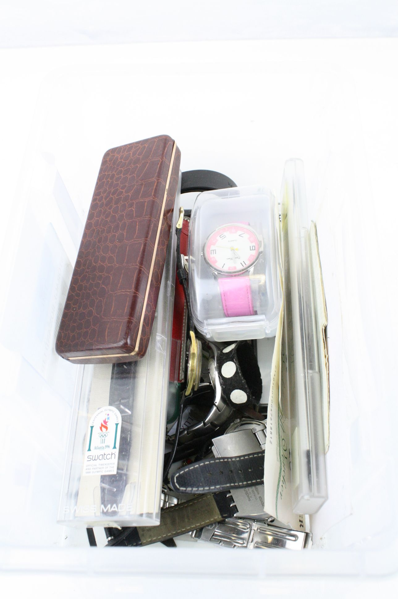 Collection of vintage Watches to include boxed Swatch Irony & boxed 17 jewel Gents Trafalgar, plus