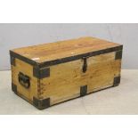 Vintage pine metal bound tack box