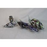 Five retro Murano style glass fish ornaments