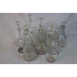 20th Century Baccarat glass jug, together with a collection of cut glass and other decanters