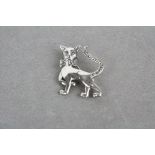 Silver and marcasite cat brooch