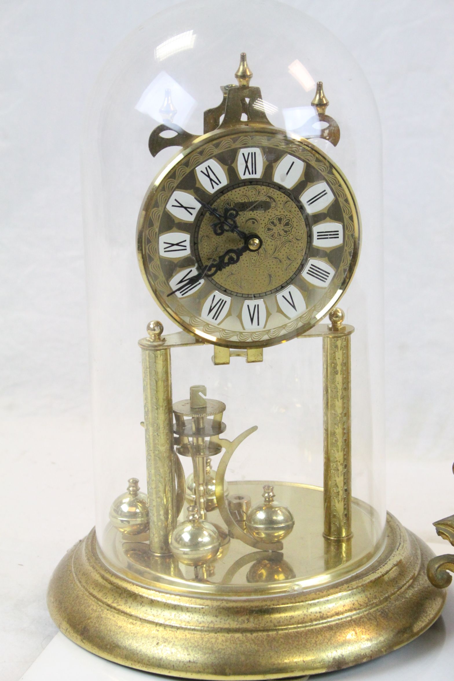 Three skeleton clocks, large quartz carriage clock, a mantle clock modelled as a dancing boy with - Image 5 of 7