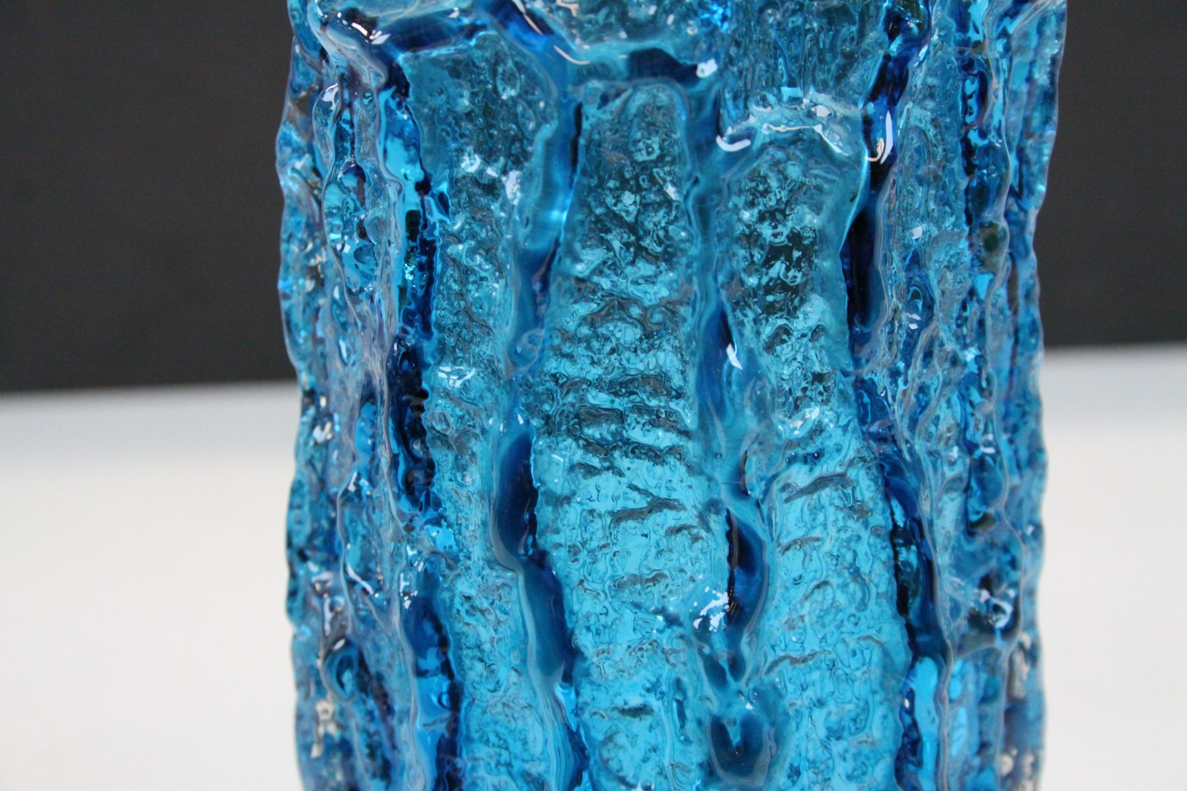 Whitefriars Kingfisher blue bark vase, standing approx.23cm - Image 3 of 4