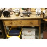 Pine kitchen worktable with drawer