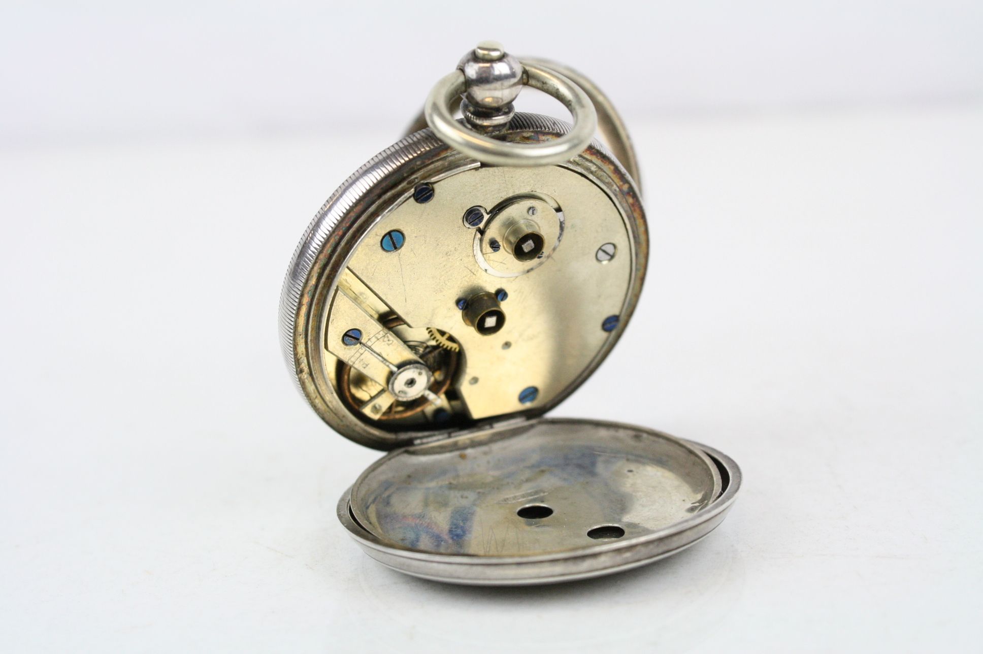 Key wind Swiss 935 Silver Pocket Watch, the Enamel dial marked "Kendal & Dent made at Bienne" with - Image 4 of 5