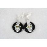 Pair of silver and onyx Art Deco style drop earrings