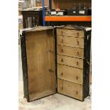 Late 19th / Early 20th century Metal Steamer Trunk / Travelling Wardrobe with Fitted Interior,