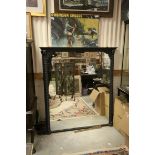 Large 19th century Later Painted Wooden Overmantle Mirror, 145cms wide x 143cms high